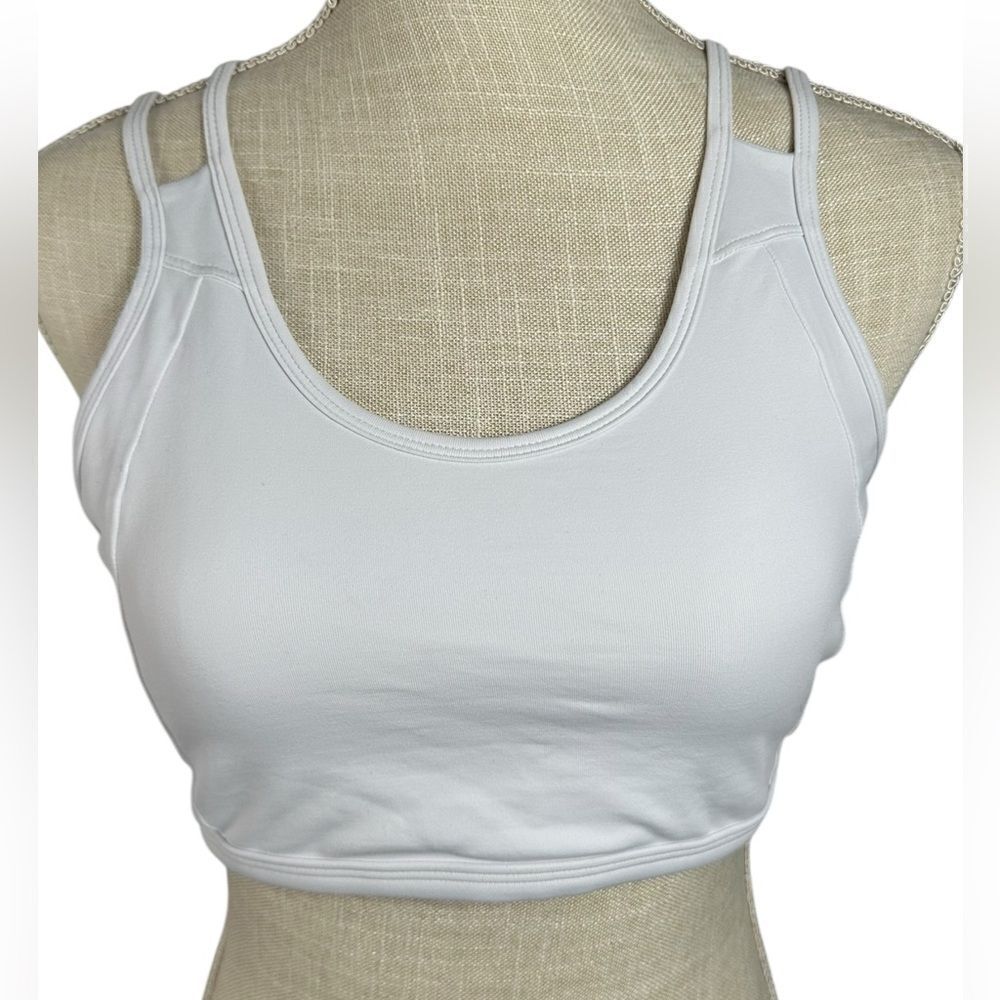 Dona Jo UVB White Strappy Criss Cross Back Sports Bra